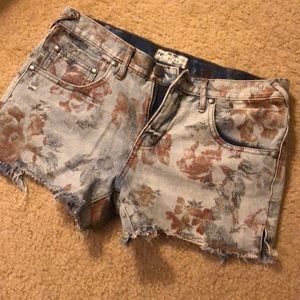 Free people denim flower patterned shorts